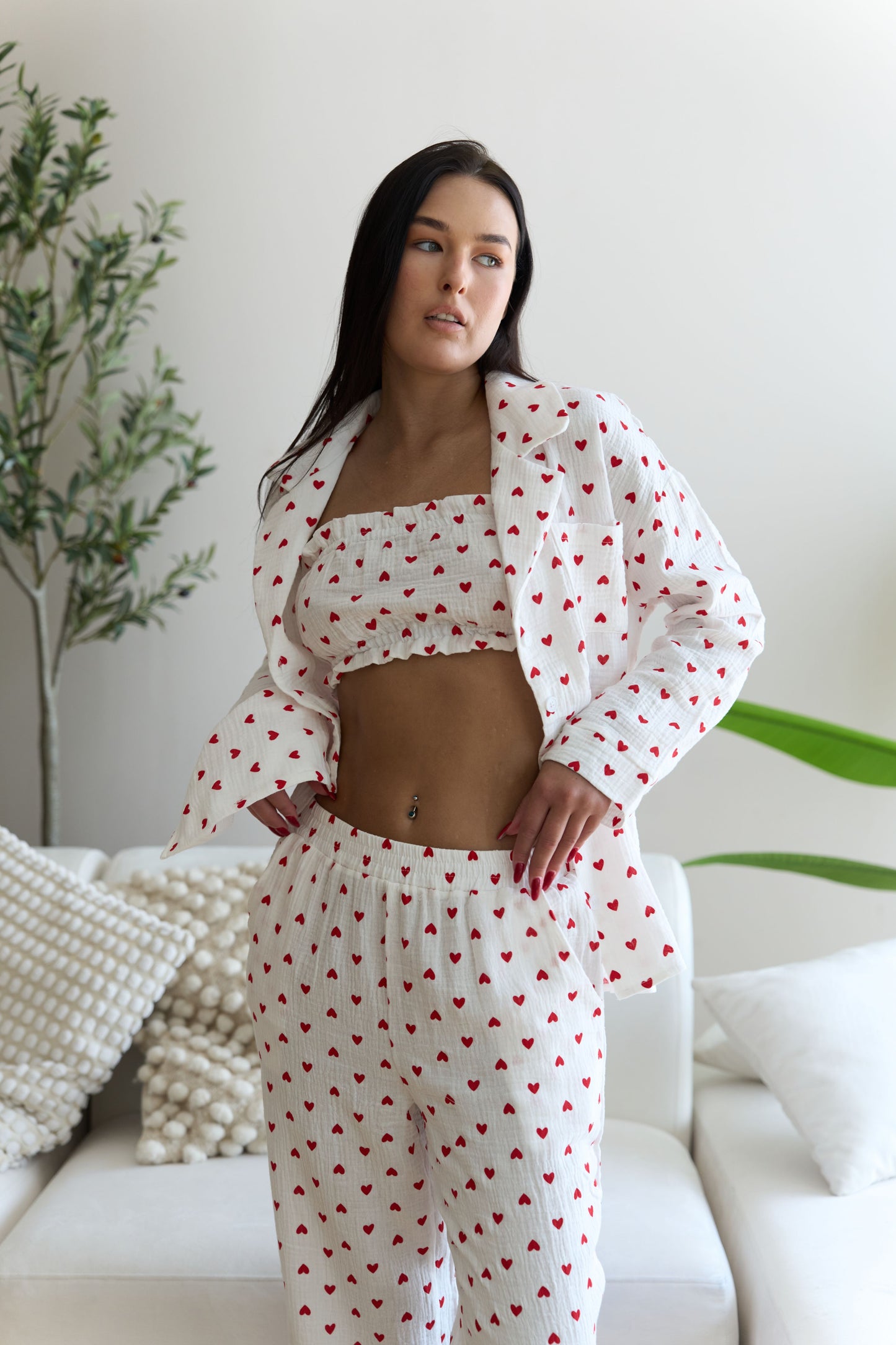 Heart Pajama White (3-piece set)