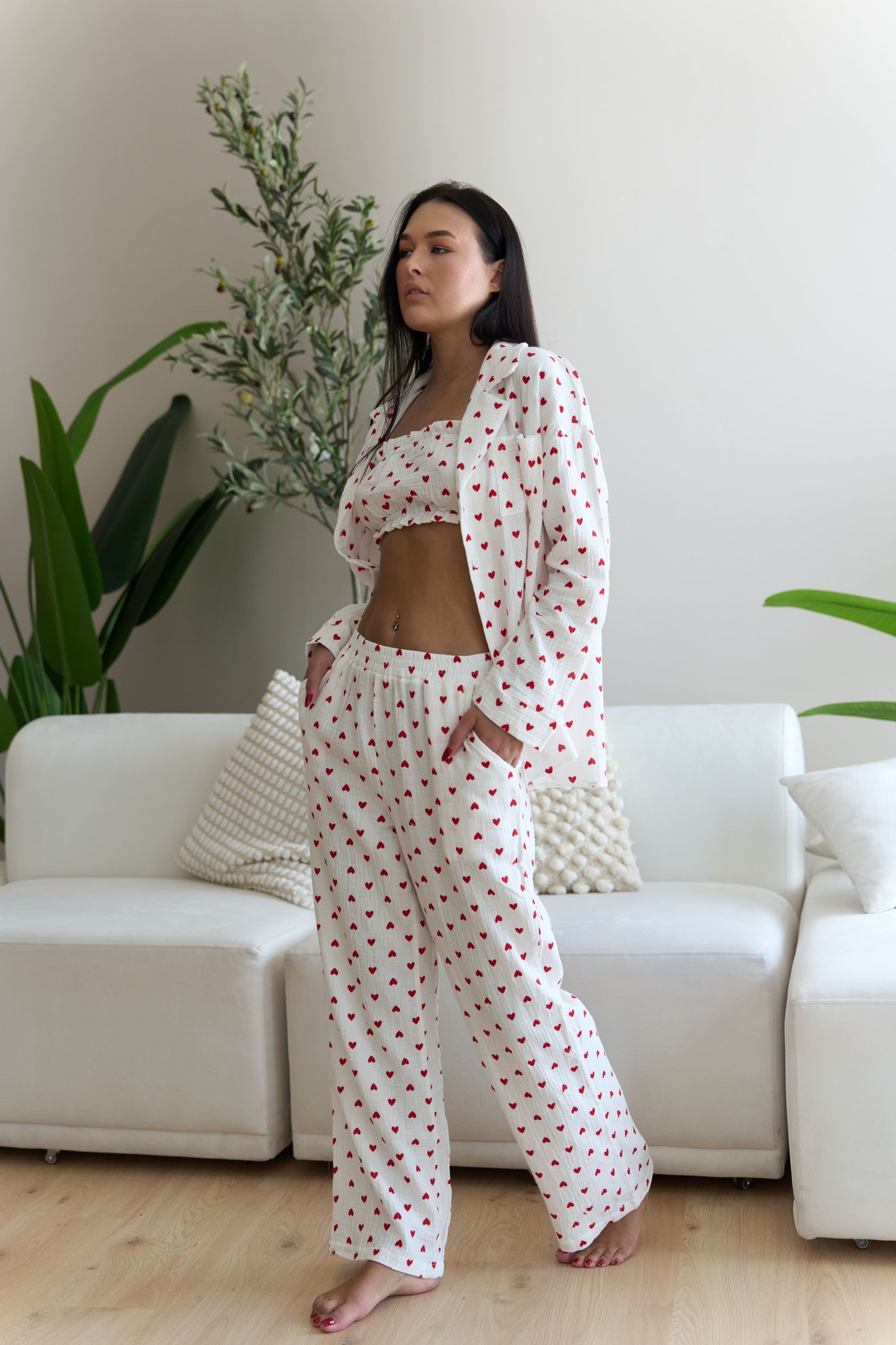 Heart Pajama White (3-piece set)