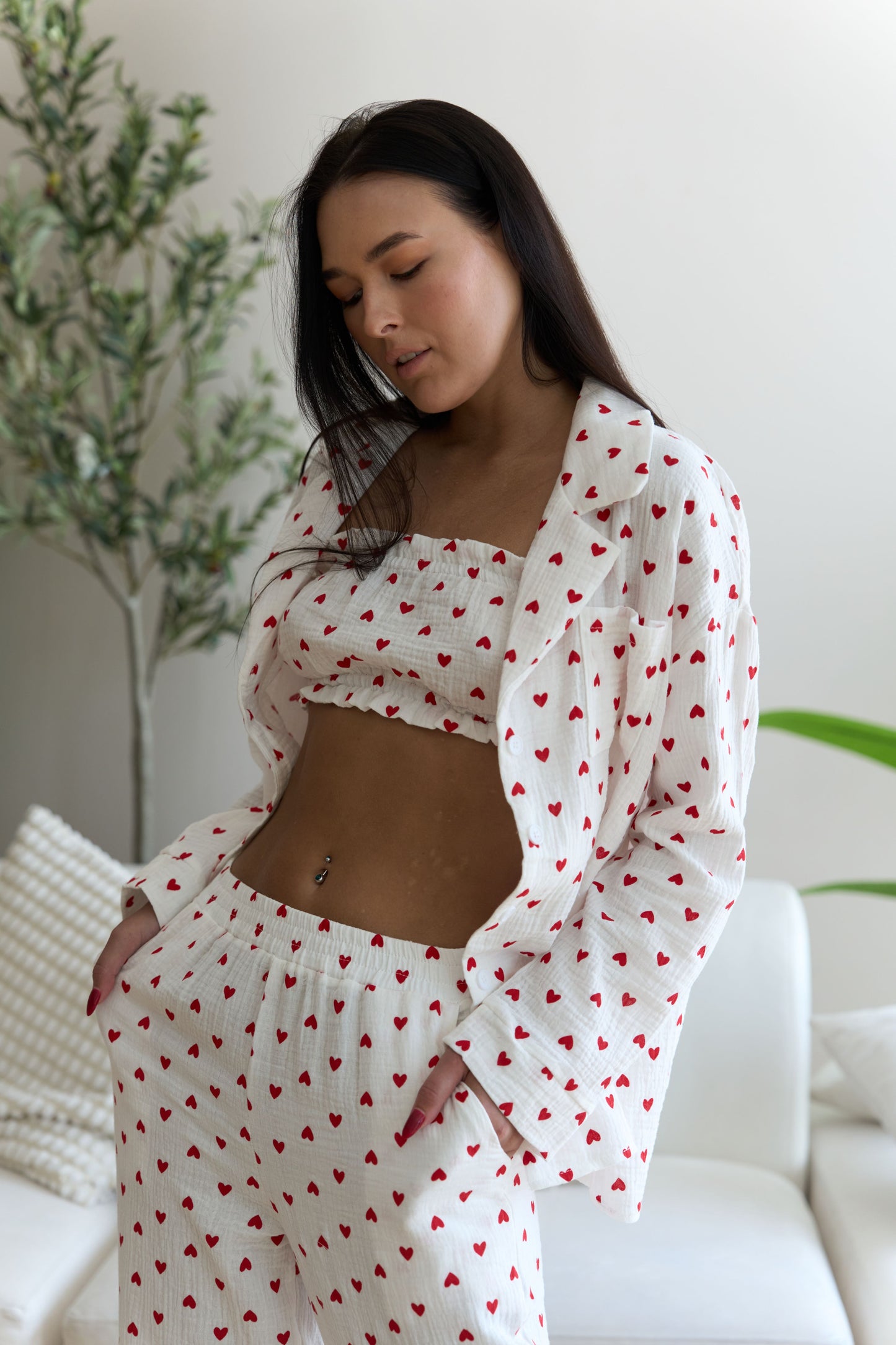Heart Pajama White (3-piece set)