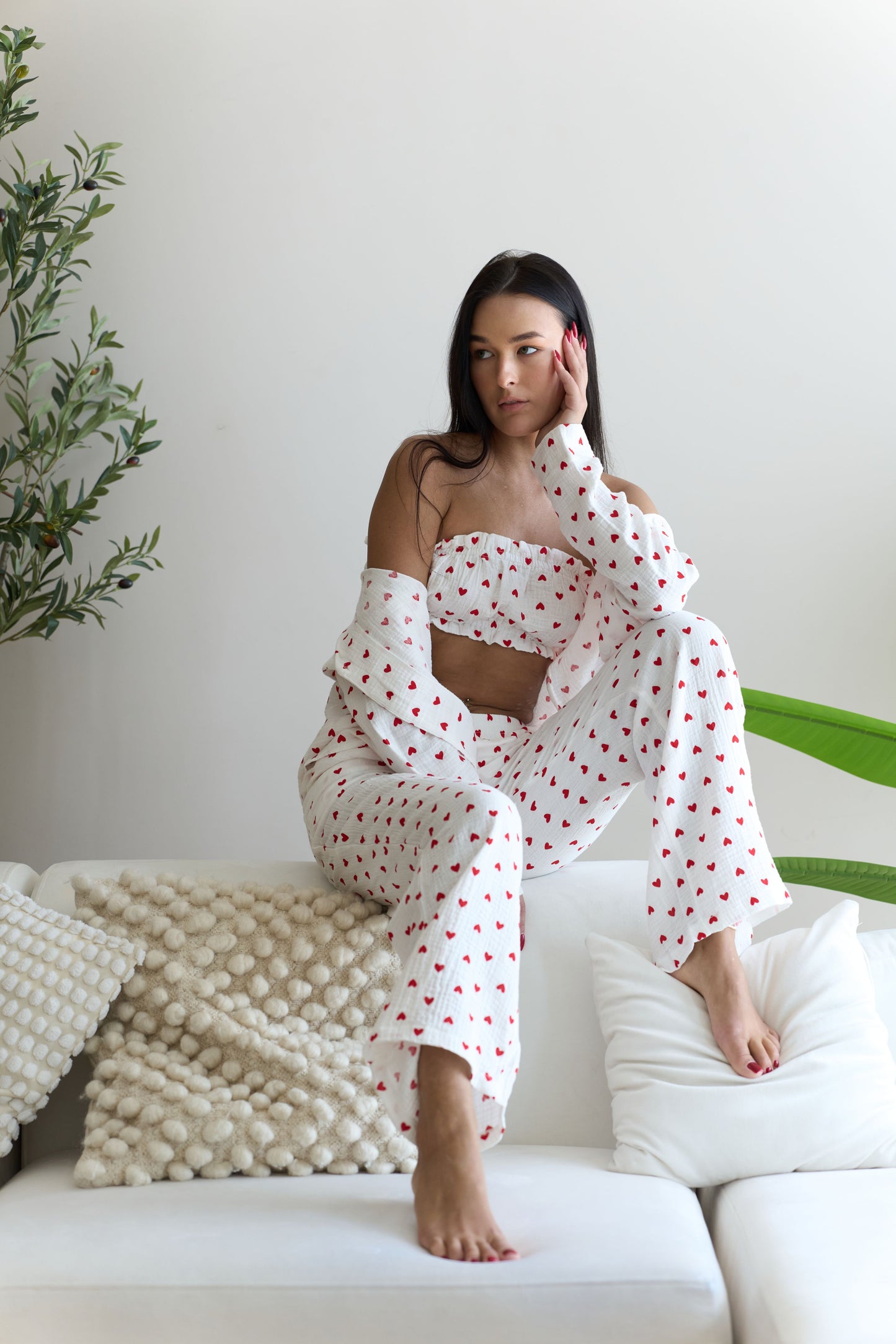 Heart Pajama White (3-piece set)