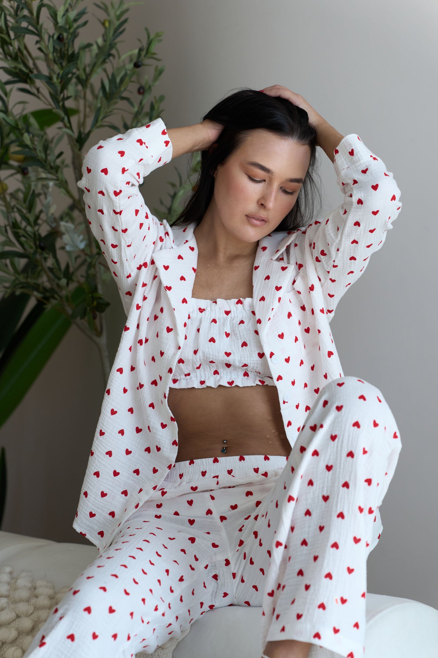 Heart Pajama White (3-piece set)