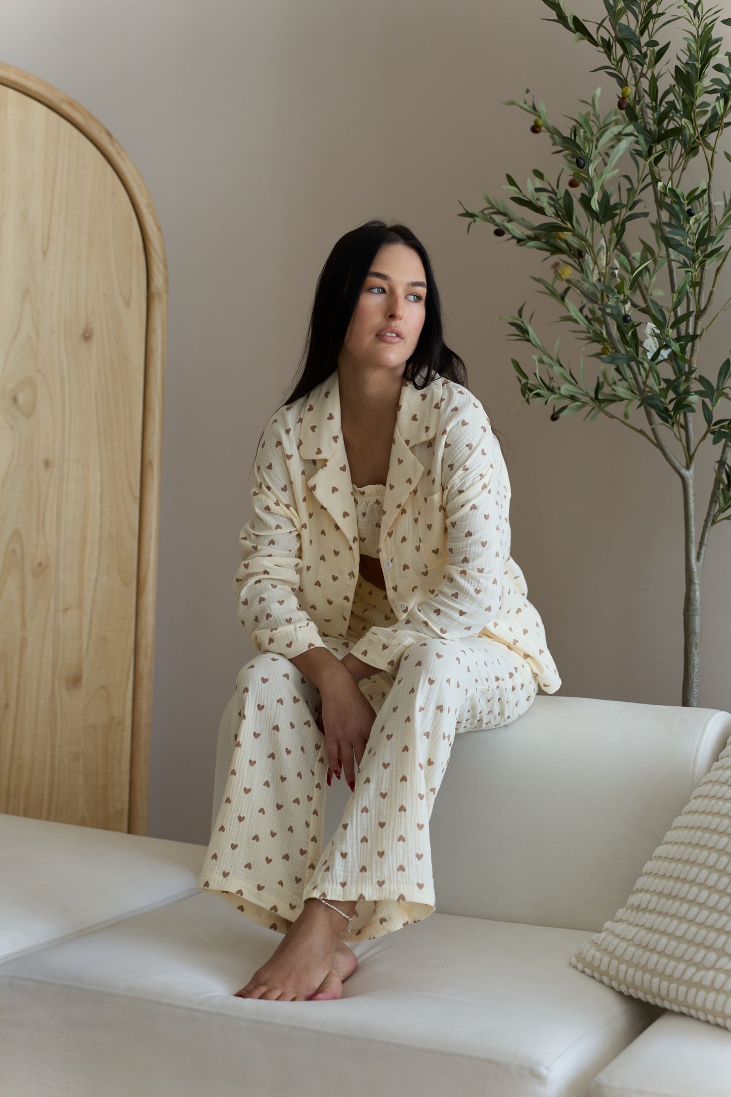 Heart Pajama Beige (3-piece set)