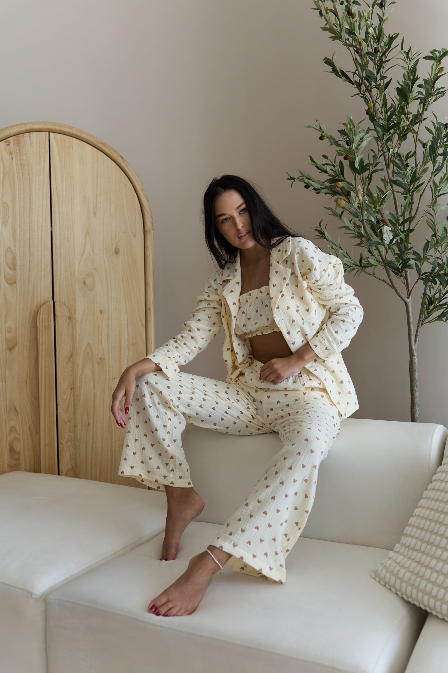 Heart Pajama Beige (3-piece set)
