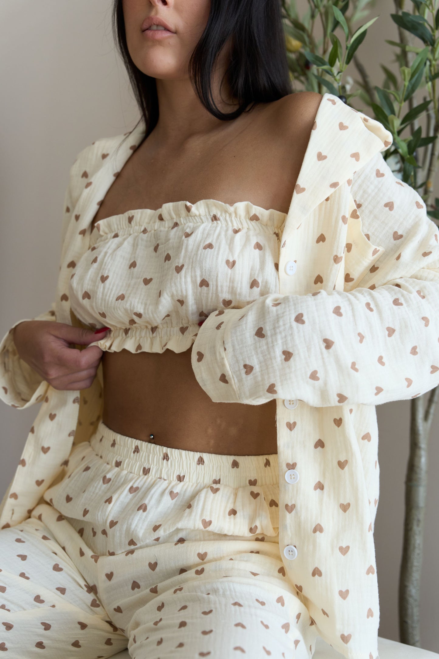 Heart Pajama Beige (3-piece set)