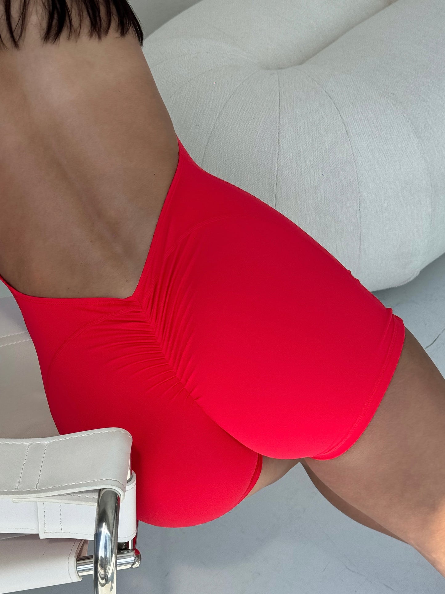 BlissBody Scrunch Romper Red